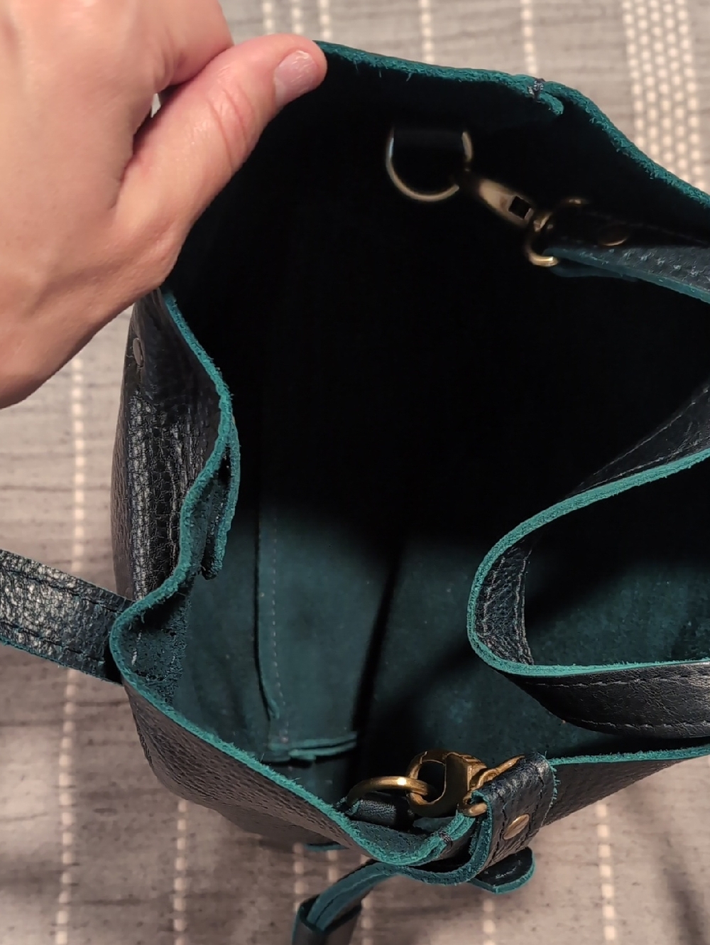 Portland Leather Classic Mini Crossbody Tote - Boreal - Picture 2 of 4